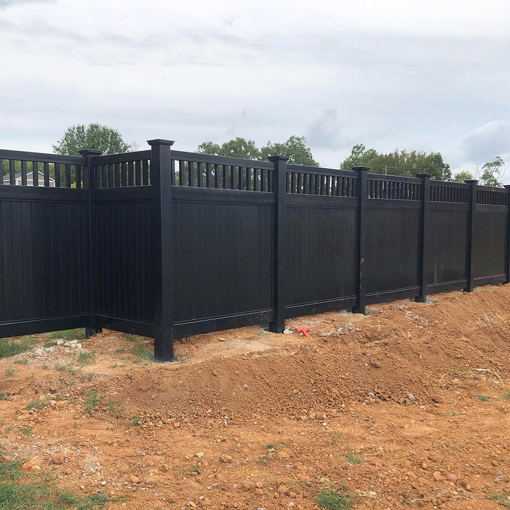 Blackline HHP Solid Black Picket Top Privacy Fence Installation Gallery