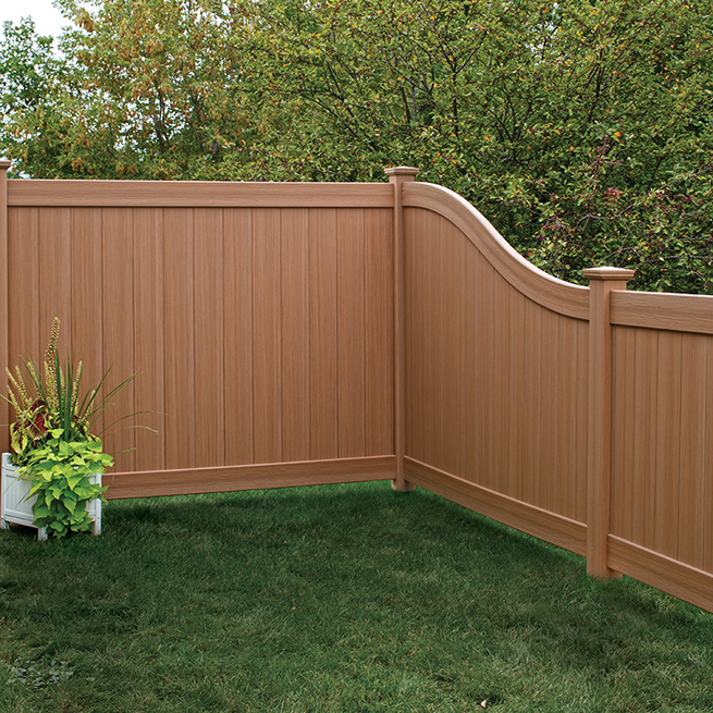 Chesterfield CertaGrain privacy fence with s-curve